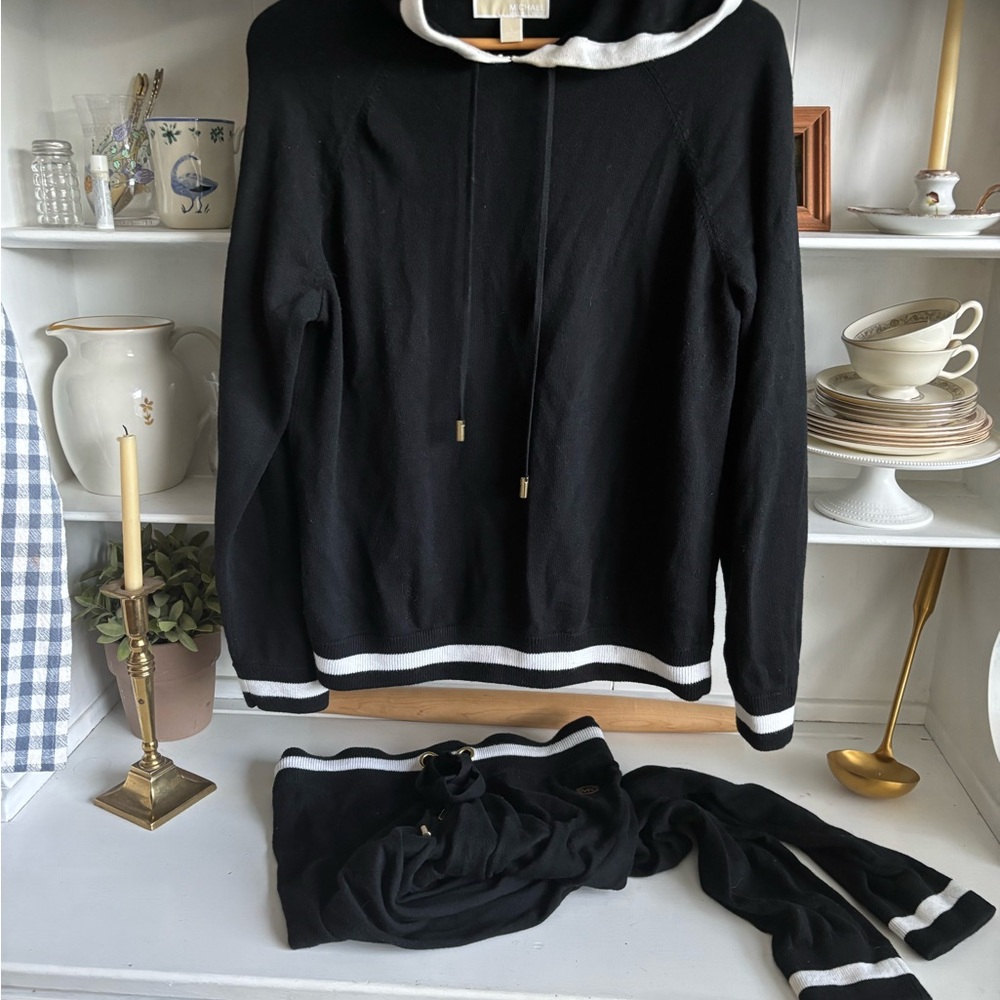 Michael Kors Black and Cream Hoodie